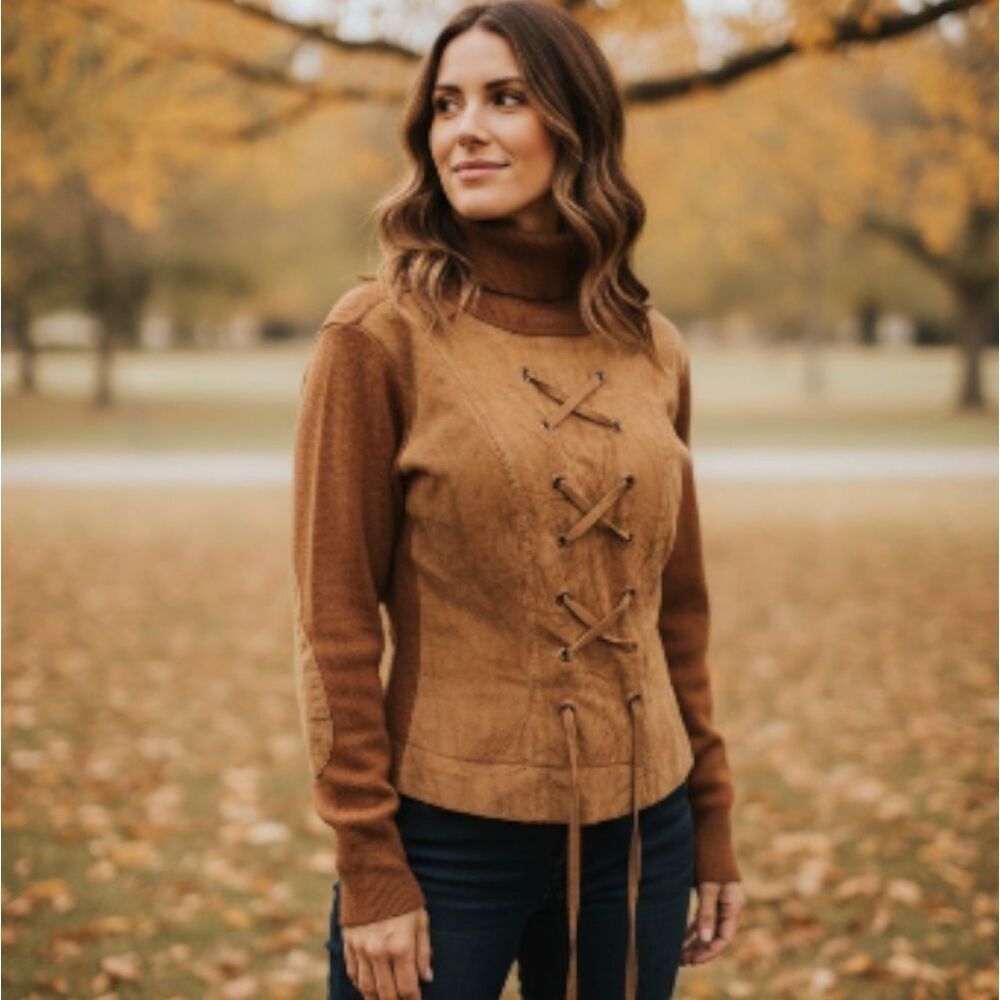Vintage Knit & Suede Corset Sweater